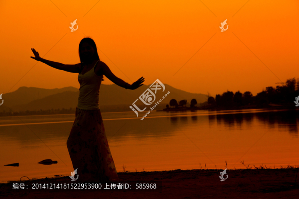 梅溪湖舞蹈人像夕陽剪影