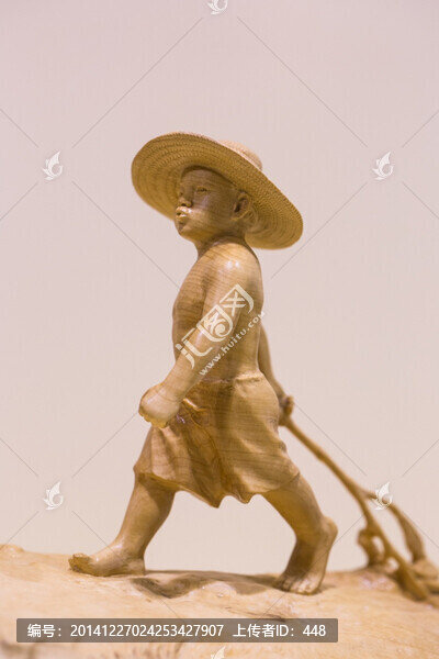 黃楊木雕,鄉(xiāng)間小路,放牛娃