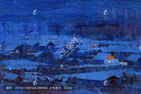 電腦畫,雪村之夜