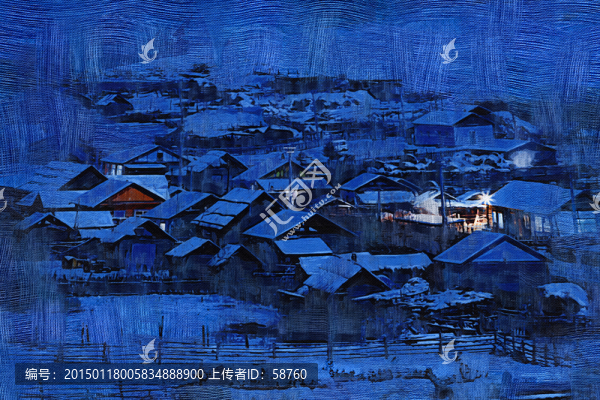 電腦畫,雪村之夜