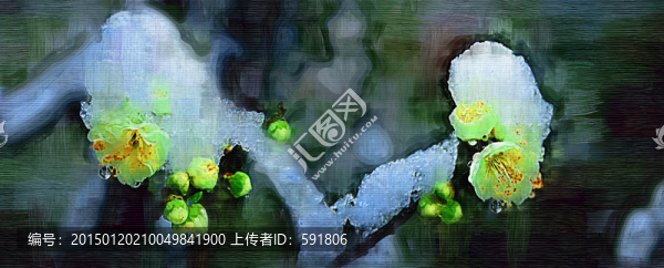 冰雪綠萼（油畫）