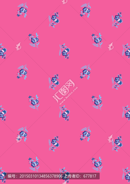 印花圖,花朵,藍色小花,未分層