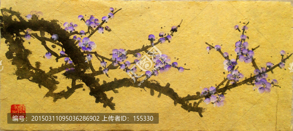 國畫紫色梅花