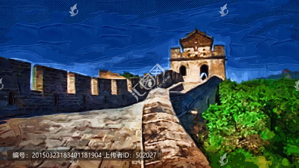 油畫,長城