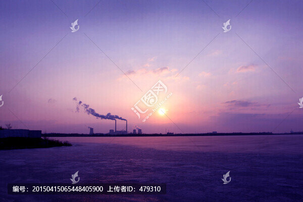 黃昏,日落,夕陽,熱電廠,落日