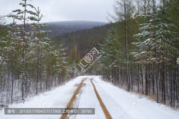 山林公路雪景