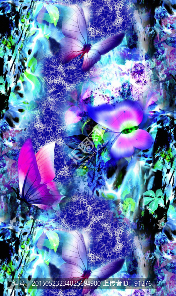 時(shí)尚數(shù)碼印花女裝面料花型未分層