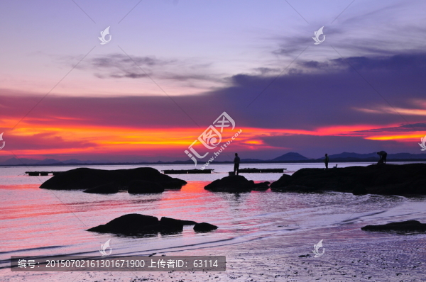 海邊夕陽,晚霞落日,彩霞滿天