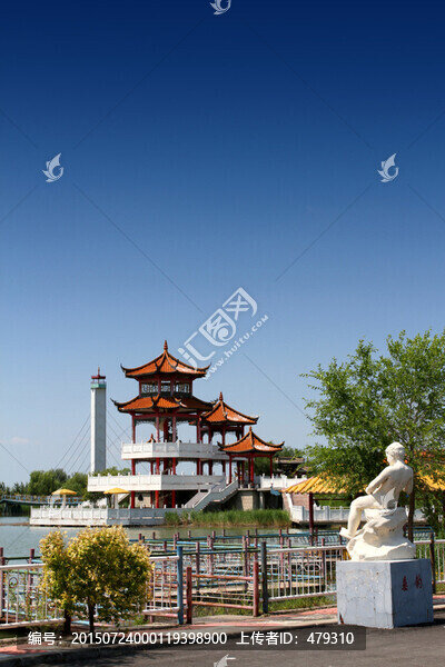公園,石橋,涼亭