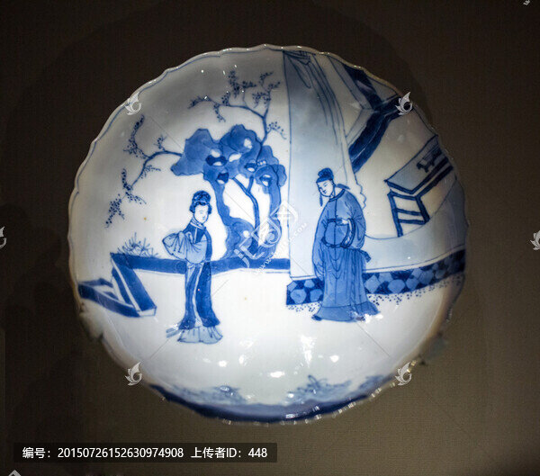 青花西廂記故事紋盤子