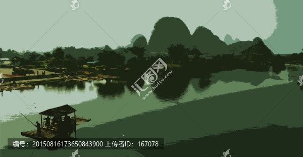 木刻版畫(huà),漓江,TIF