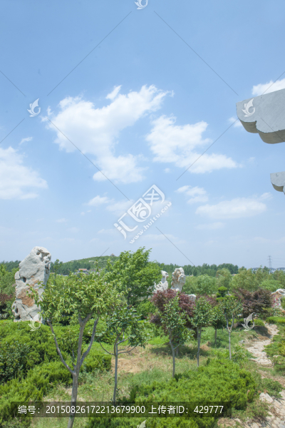 藍天白云,公園風景