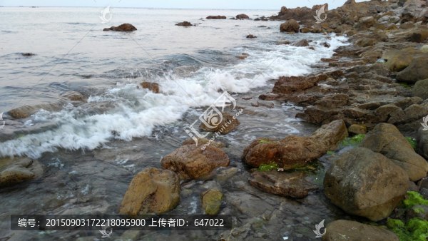 海邊石頭,海浪