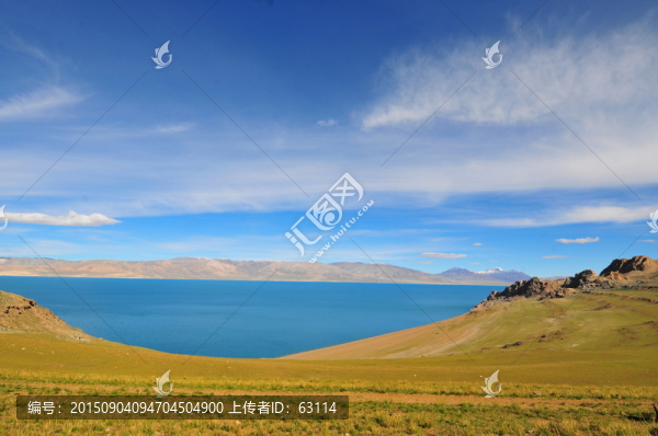 西藏風(fēng)光,湖光山色,藍(lán)天白云