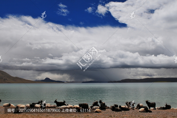 西藏風(fēng)光,湖光山色,藍(lán)天白云