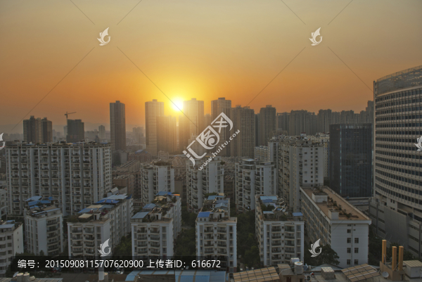 城市高樓,城市夕陽