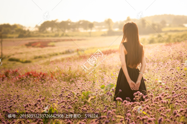 花海里的少女