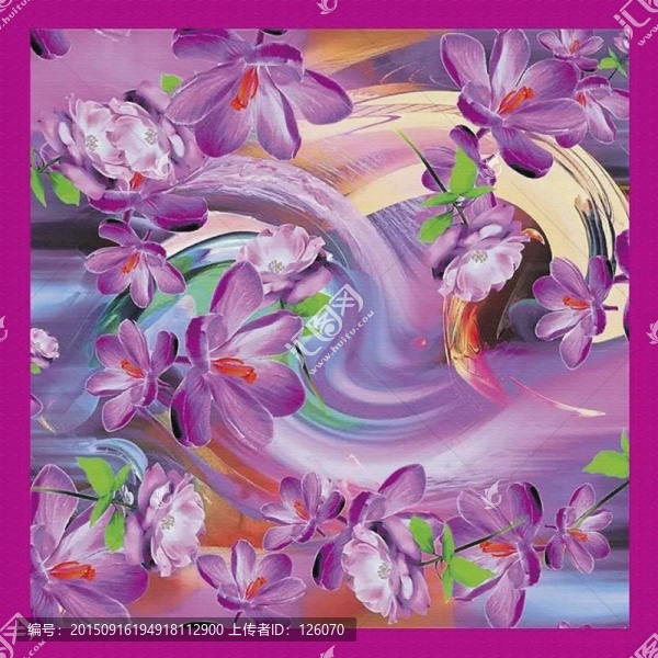 方巾抽象花卉素材