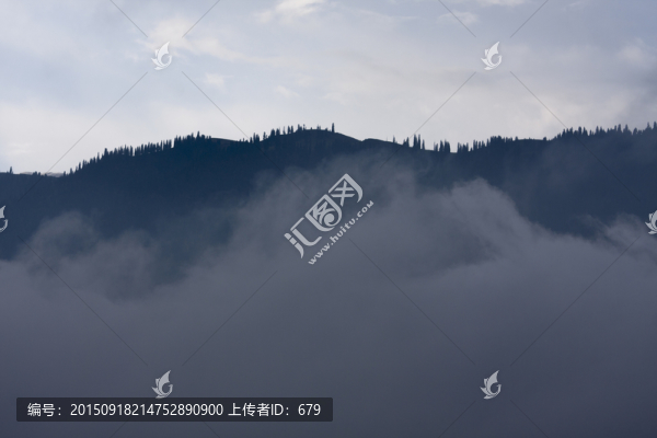 霧,山,云