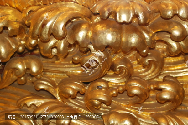 漆金木雕海水浪花