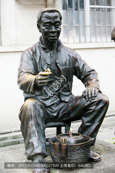 廣州,沙面,人物,銅雕,小販