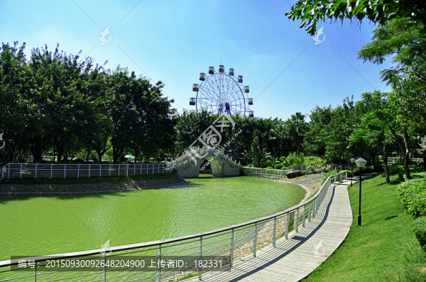 世紀(jì)公園摩天輪休閑木棧道