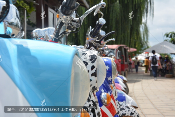 旅游風(fēng)景區(qū),摩托車,街道,垂柳