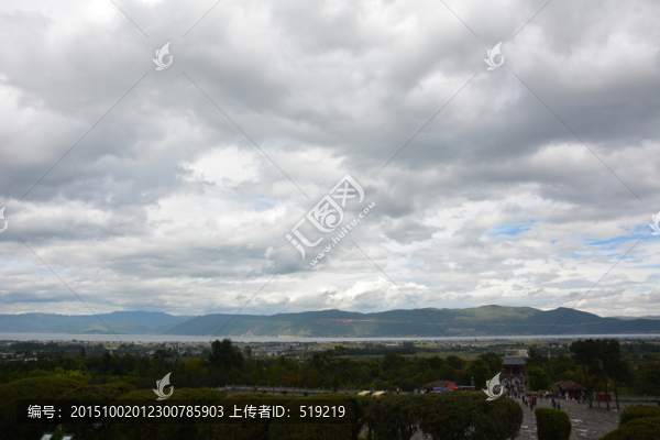 天空,云彩,積云,樹林,園林