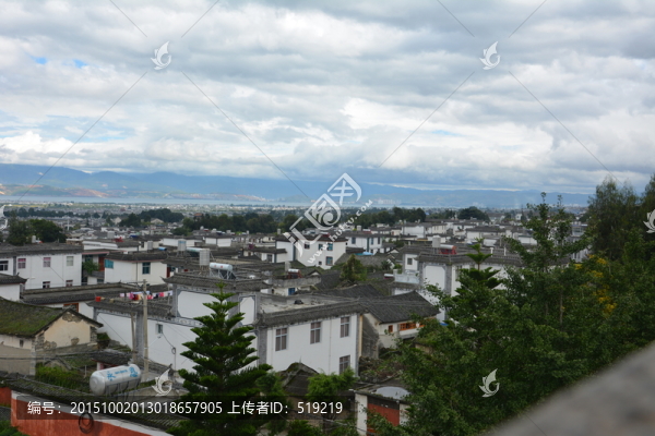 藍(lán)天白云,城鎮(zhèn),古鎮(zhèn),遠(yuǎn)山