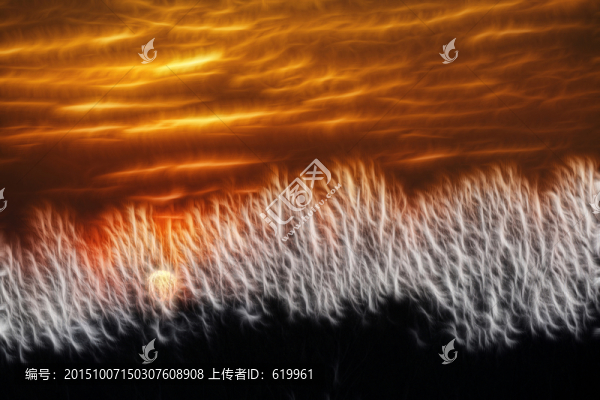 抽象畫,日出