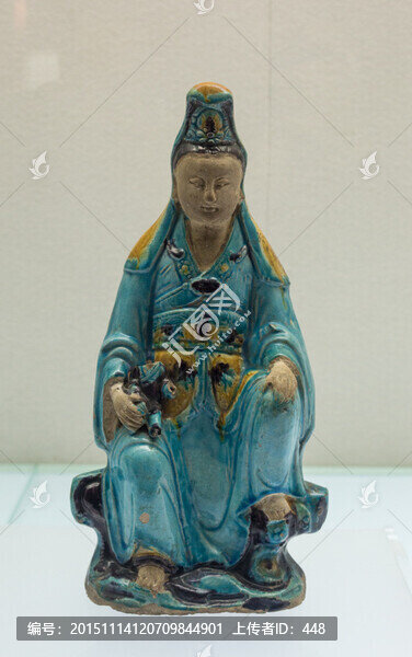 三彩琺華塑送子觀音坐像