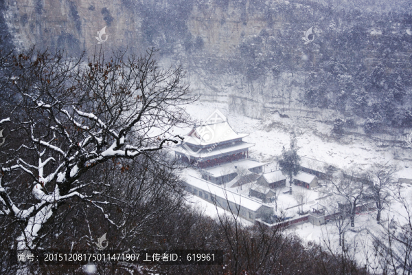 仰天山,文殊寺,雪景