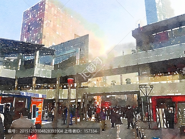北京三里屯,水彩寫生