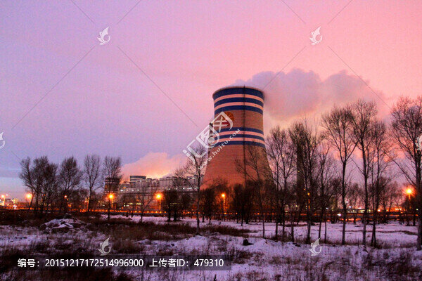 熱電廠,發(fā)電,夜景