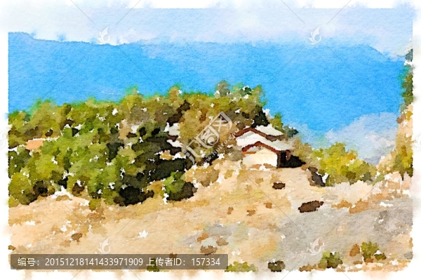 云南風(fēng)光,水彩山水畫