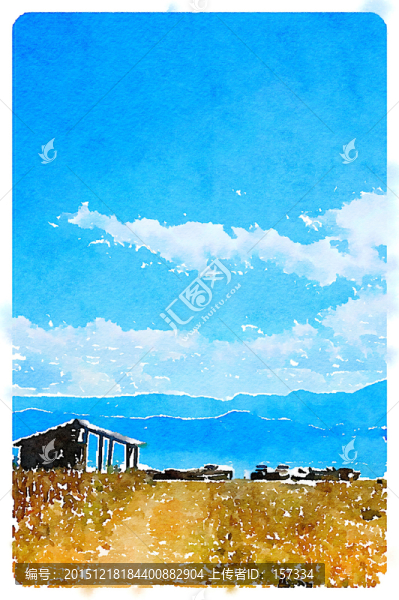 水彩風景,瀘沽湖