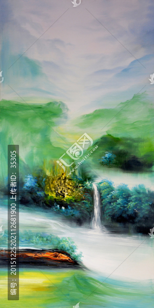 抽象山水瀑布風(fēng)水畫(huà)玄關(guān)