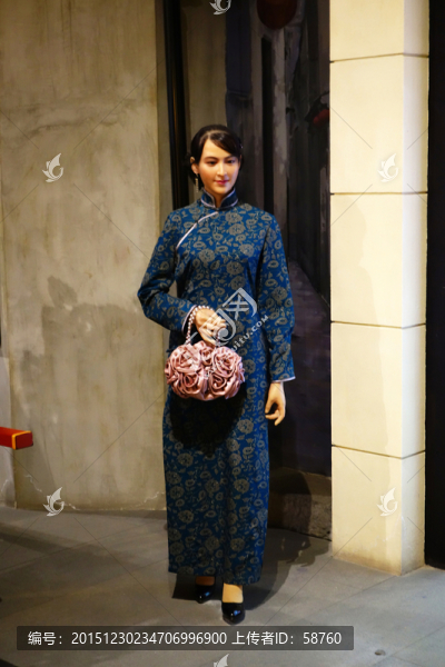 民國武漢商鋪旗袍女人蠟像