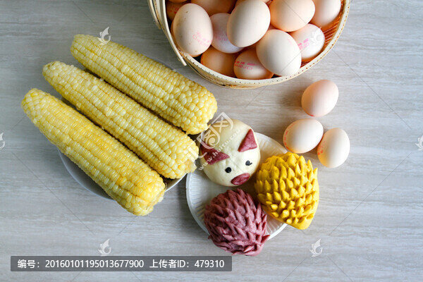 玉米,雞蛋,饅頭