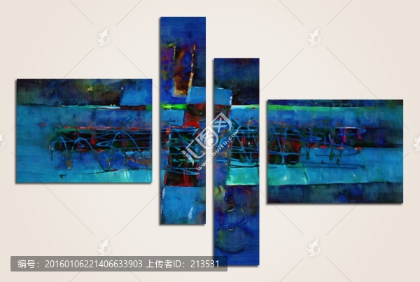 抽象三拼畫,抽象組合畫