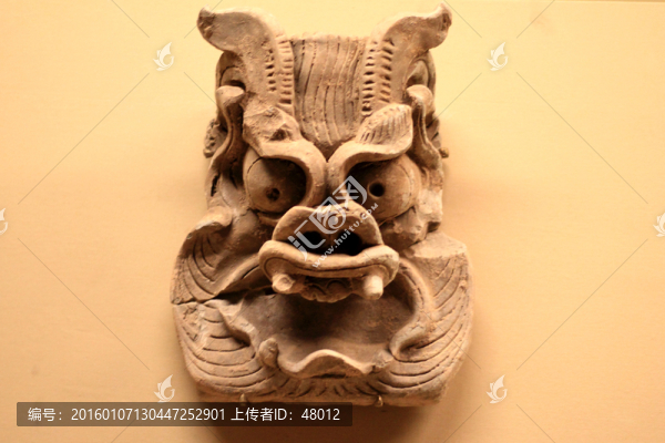 唐獸面紋方磚