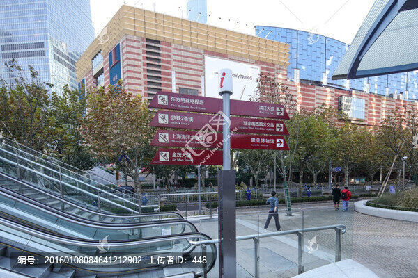 上海街景,路標(biāo),過(guò)街天橋電梯