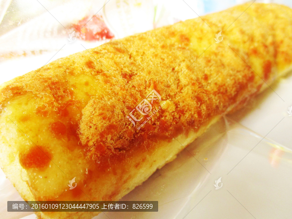 長肉松面包特寫實(shí)拍,黃金面包