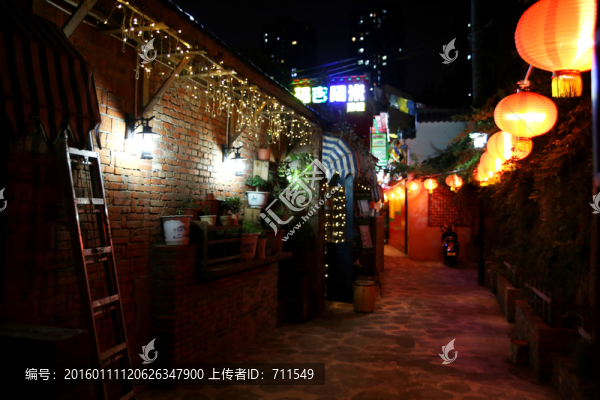 休閑街區(qū),燈光小巷