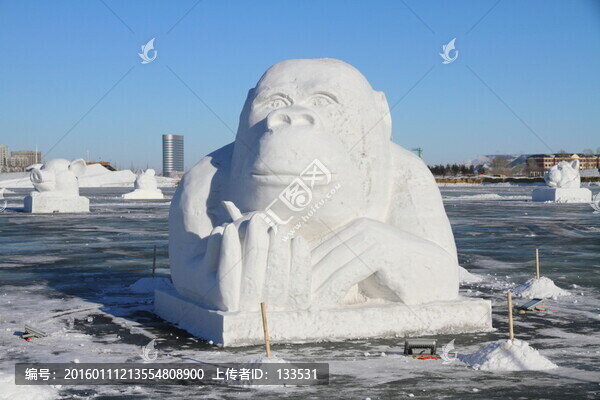 雪雕,大猩猩