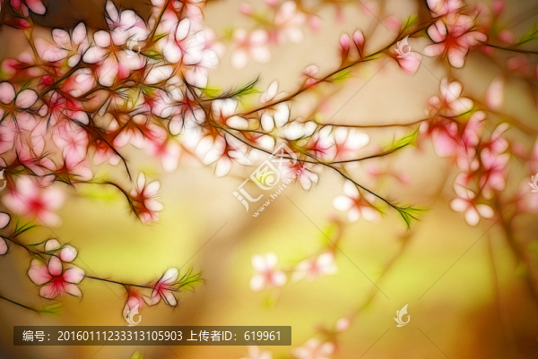 花卉裝飾畫,桃花枝