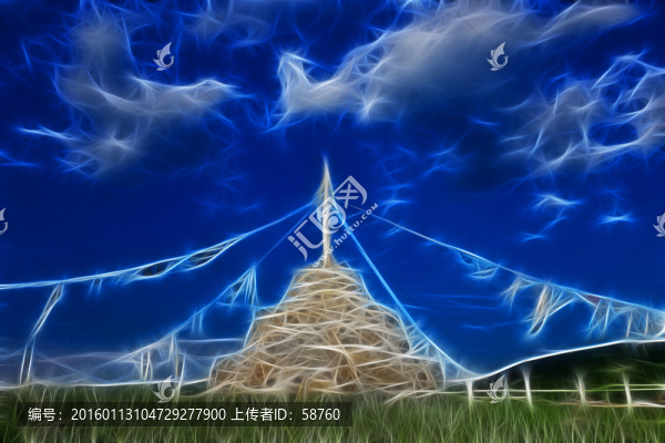 電腦畫,草原敖包