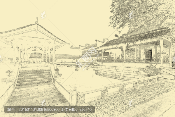 江南古鎮(zhèn)線描,TIF（未分層）