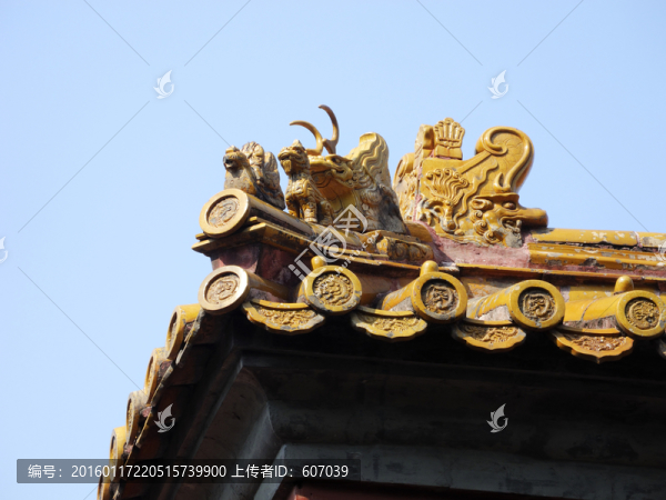 北京故宮武英殿院墻脊獸