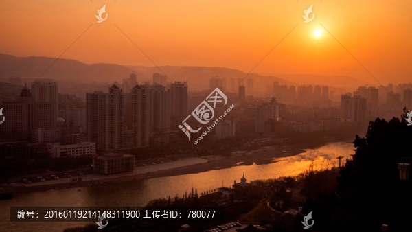 蘭州黃河落日,水墨風(fēng)光